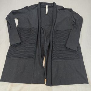 Lululemon Black Merino Wool Open Front Cardigan Ribbed Women’s Size‎ 6